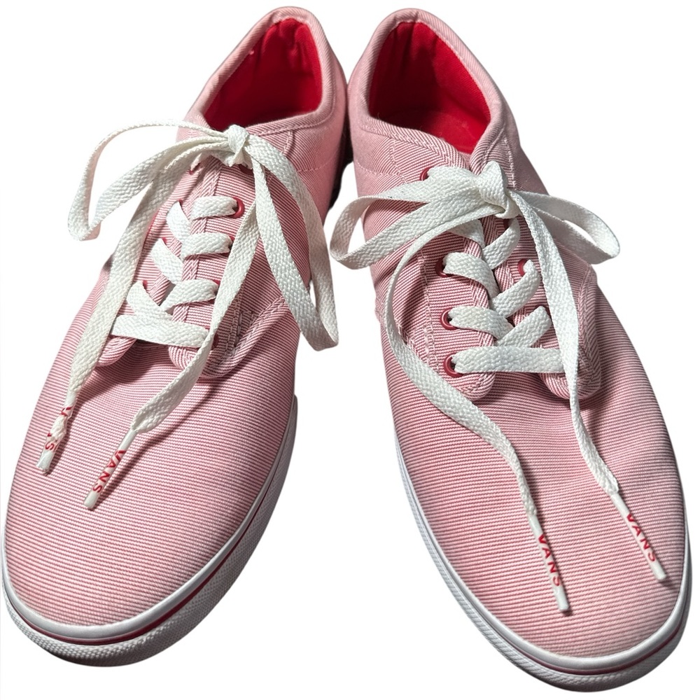 Vans Pinkish Red and White Canvas Women’s Sneakers Size 9.5 Low Top Laced
